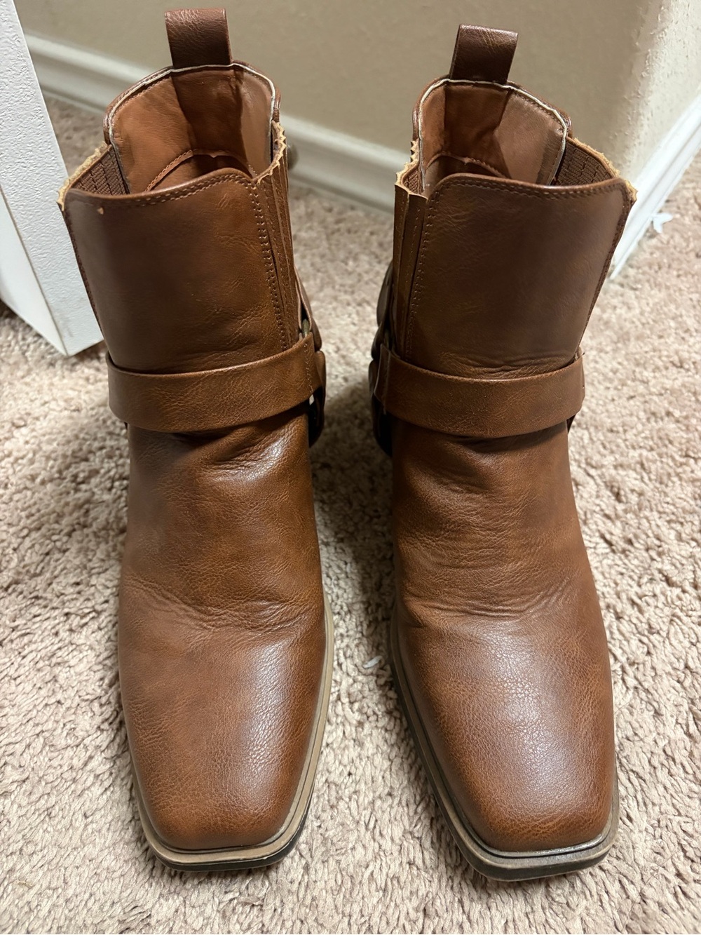 Sonoma Brown Leather Ankle Booties with Strap Detail